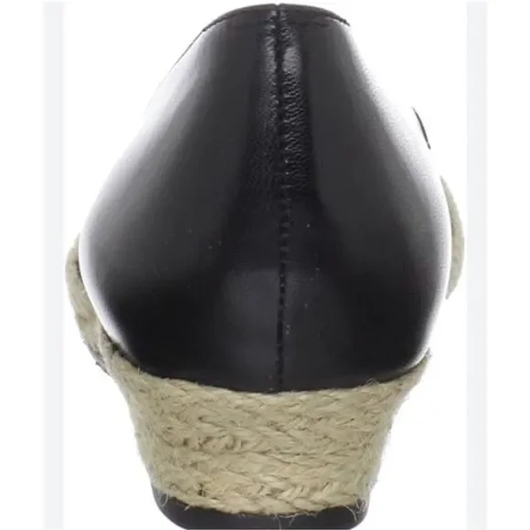 Ros Hommerson Envy black leather espadeille wedge heel 9 - Picture 3 of 13